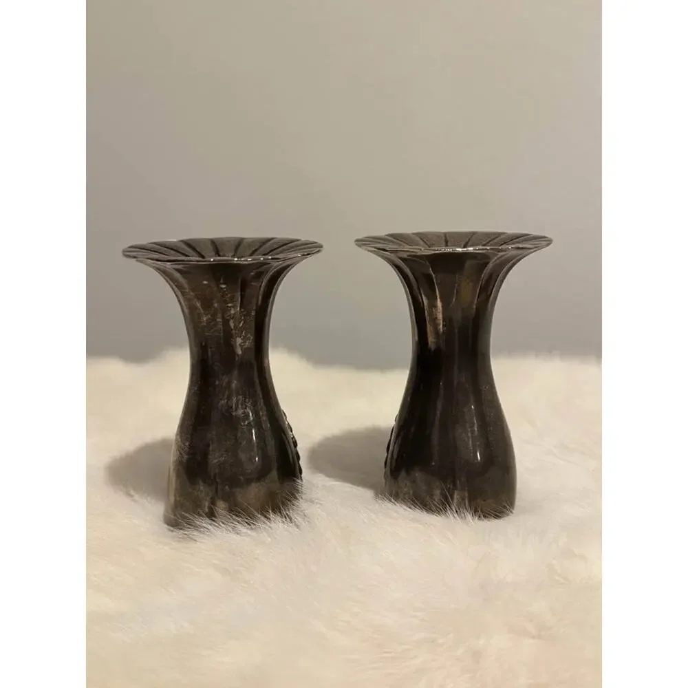 Whimsical Elegant Vintage Heavy Silver Plate Swan Candle Holders - Set of 2